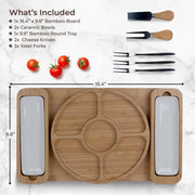 Bambusi Charcuterie Board Set, Bamboo Serving Tray with Utensils, Natural