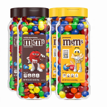 Milk Chocolate and Peanut Bulk Candy Jars by M&M's – Bite Size (Pack of 2), Pack of 4