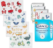 Graco Baby Disposable Stick-On Placemats, 40 Sheets with Assorted Designs, 12" x 18", Adhesive Table Mats for Mealtime, Home & Restaurant Use, Eco-Friendly