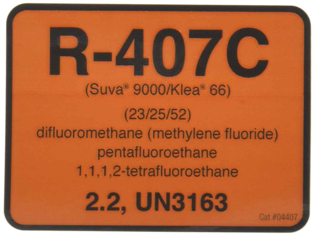 R-407C Color Coded Refrigerant ID Label () by Diversitech – Vinyl, Orange, Model 04407