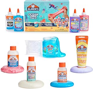 Elmer's Ocean Dive Slime Kit, Slime Supplies Include Liquid Glue, Activator, and Premade Slime, 9 Count - Creative Activity, Kids Summer Fun