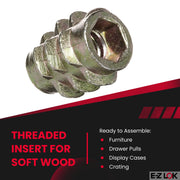 E-Z LOK #10-24 Internal Threads, 0.512" Length / Silver / 13mm Length Externally Threaded Inserts