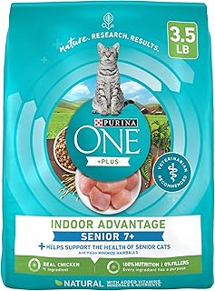 Purina ONE Indoor Advantage Senior Dry Cat Food, High Protein, 3.5 lb Bag