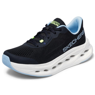 Women's Max Cushioning Glide Step Fairmont Sneaker by Skechers – 9, Mesh, Black/Blue, Model 129407