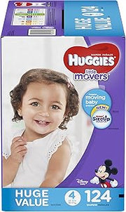 HUGGIES Little Movers Diapers, Size 4, 124 Count (Packaging May Vary)