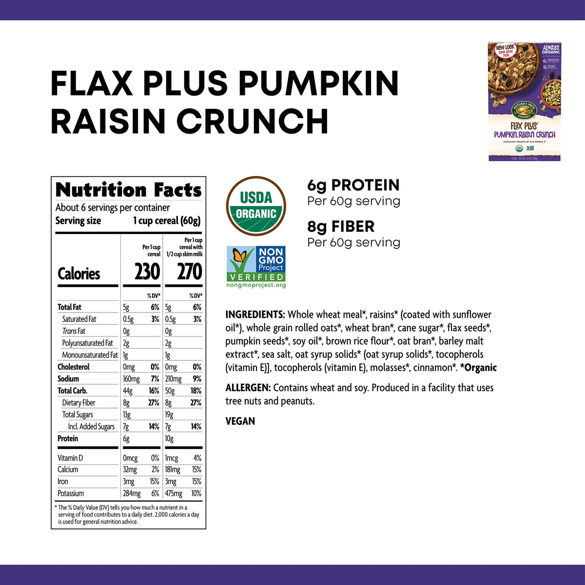 Nature's Path Pumpkin Raisin Crunch / 12.3 Ounce (Pack of 2) / 1 Cold Cereal