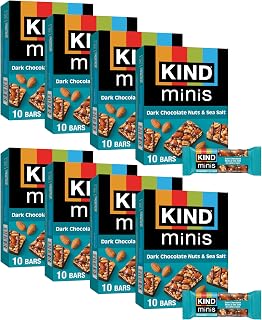 KIND Mini Snack Bars, Dark Chocolate Nuts & Sea Salt, Gluten Free, Low Sugar, Low Calorie Snacks, 80 Count