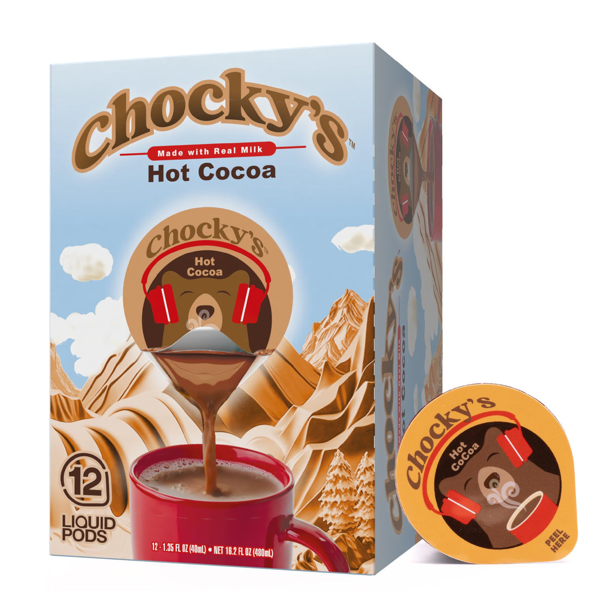 Chocky’s by Single-Serve Hot Chocolate Pods - Peel and Pour Liquid Concentrate - Hot Chocolate - 12 Count by Java House – 1 Count (Pack of 12), Pack of 12
