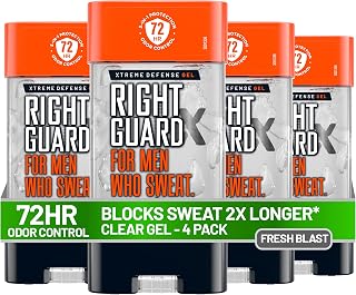 Right Guard Xtreme Defense Antiperspirant Deodorant Gel, Fresh Blast Scent - 5-in-1 Deodorant Men Can Trust, 72-Hour Odor Control, Invisible Gel for Men, 4 oz (4 Pack)