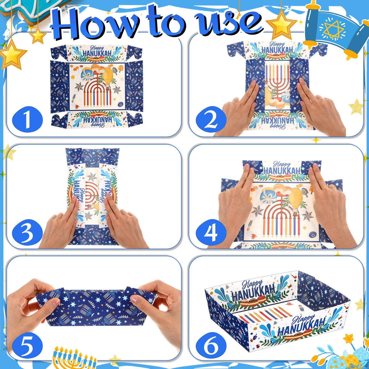 Harloon Hanukkah Serving Trays, Disposable Paper, 36 Count