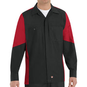 mens Long Sleeve Two-Tone Crew Shirt Black/Red X-Large by Red Kap – X-Large Tall, Polyester, Black/Red, Model SY10BR LN XL