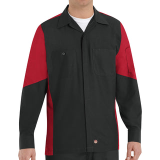mens Long Sleeve Two-Tone Crew Shirt Black/Red X-Large by Red Kap – X-Large Tall, Polyester, Black/Red, Model SY10BR LN XL