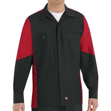 mens Long Sleeve Two-Tone Crew Shirt Black/Red X-Large by Red Kap – X-Large Tall, Polyester, Black/Red, Model SY10BR LN XL