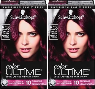 Schwarzkopf Color Ultime Hair Color, 5.23 Charcoal Fuchsia, 1 Application - Permanent Hair Dye for Vivid Color Intensity and Fade-Resistant Shine up to 10 Weeks (Pack of 2)