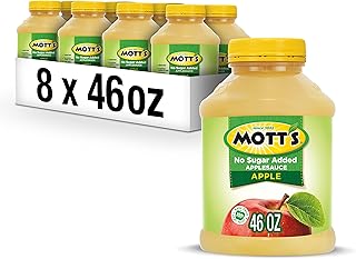 Mott's No Sugar Added Applesauce, 46 Oz Jar (Pack Of 8), Good Source Of Vitamin C, No Artificial Flavors