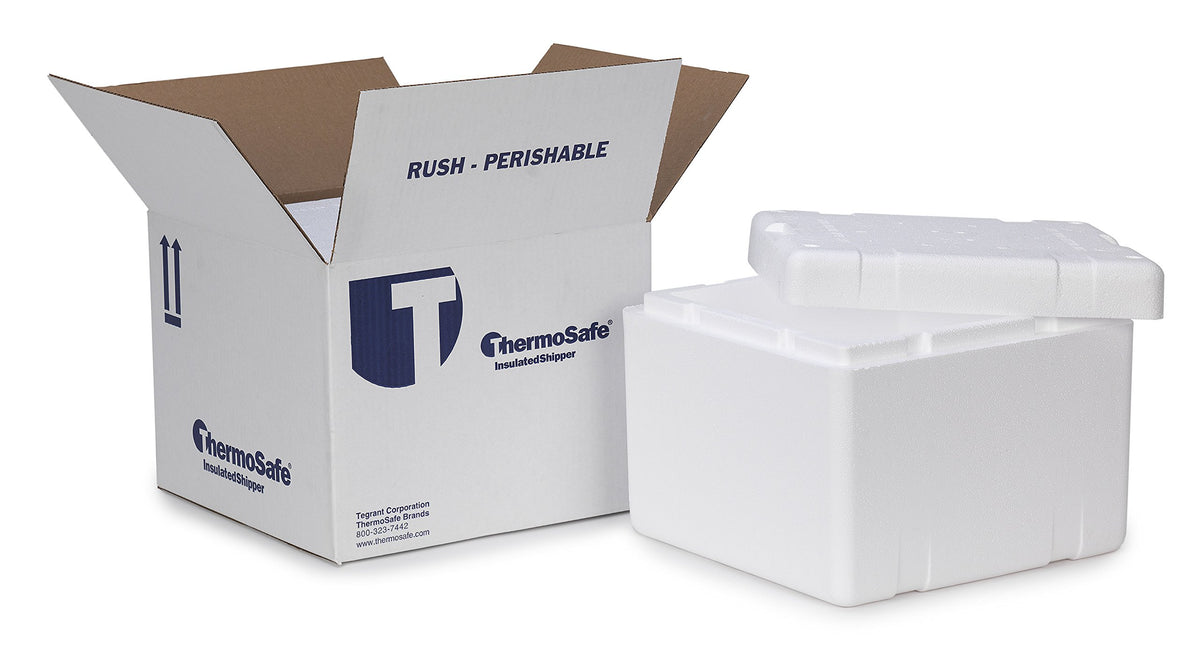 Cold Insulated Shipping Box Container Kit (8 Pack) by Thermosafe – 8" X 5.88" X 8.88", Plastic, Pack of 8, Model 321UPS