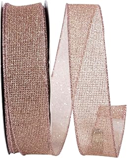 Reliant Ribbon 93071W-699-09K Rose Gold Micro Mesh Wired Edge Ribbon, 1-1/2 Inch X 50 Yards, Rose Gold