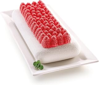 Silikomart Frutti Rossi Silicone Mold and Raspberry Mat, 2-Piece Set with 3D Technology for Frozen or Baked Cakes with a Textured Raspberry Topping
