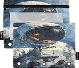panksolu Binder Pencil Pouch for 3 Ring Spaceman Astronaut Pencil Pouch with Zipper Clear Window Pencil Case Pencil Pouches Bags for Office College Supplies, 2PCS