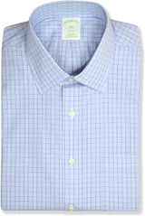 Brooks Brothers Mens Slim Fit All Cotton Glen Plaid Pocket Dress Shirt,