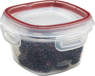 Rubbermaid Lock-Its Square Food Storage Container with Easy Find Lid, 2 Cup, Racer Red