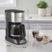 12 Cup Programmable Drip Coffee Maker With 3 Brew Strengths by Hamilton Beach – 12 Cups, 60.0 fluid_ounces, te Glass, Matte Black, Model 46280J