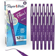 Paper Mate Flair Felt Tip Pens, Medium Point (0.7mm), Vivid Purple, 12 Count - For Teachers, Students, Classroom Use, Note-Taking, Arts & Crafts