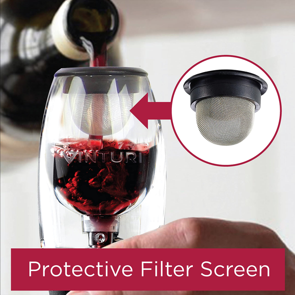 Wine Aerator Pourer and Decanter for Red Wines Patented Design Perfectly Aerates Wines By The Glass or Bottle With Distinctive Sound by Vinturi – 25.4 Ounces, Model V1010