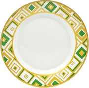 10 Strawberry Street XENA-4-4-EMRLD Xena Salad Plate, Set of 4, White/Emerald