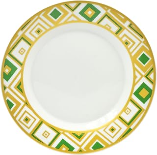 10 Strawberry Street XENA-4-4-EMRLD Xena Salad Plate, Set of 4, White/Emerald