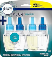 Febreze Odor-Fighting Fade Defy PLUG Air Freshener Refill, Heavy Duty Crisp Clean, (2) .87 fl. oz. Oil Refills