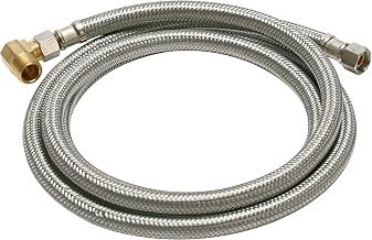 Fluidmaster B6W72 Dishwasher Connector With 3/8-Inch Elbow Fitting, Braided Stainless Steel - 3/8 Female Compression Thread x 3/8 Female Compression Thread, 6 Ft. (72-Inch) Length , Silver