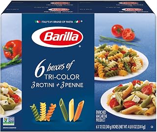 Barilla Pasta, Tri-Color Penne & Tri-Color Rotini, 12 Ounce (Pack of 6)