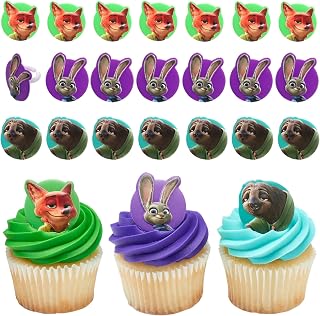DecoPac Disney's Zootopia Rings, Cupcake Decorations Featuring Judy Hopps, Nick Wilde & Flash Slothmore - 24 Pack
