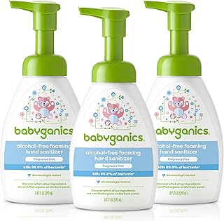 BabyGanics Alcohol-Free Foaming Hand Sanitizer, Pump Bottle, Fragrance Free, 8.45 oz, 3 Pack