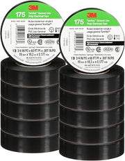 3M Temflex Vinyl Electrical Tape 175, 3/4 in x 60 ft, Black, 10 Rolls