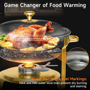 KScocina Round Chafing Dish Set, 5QT Stainless Steel, Golden 4 Pack