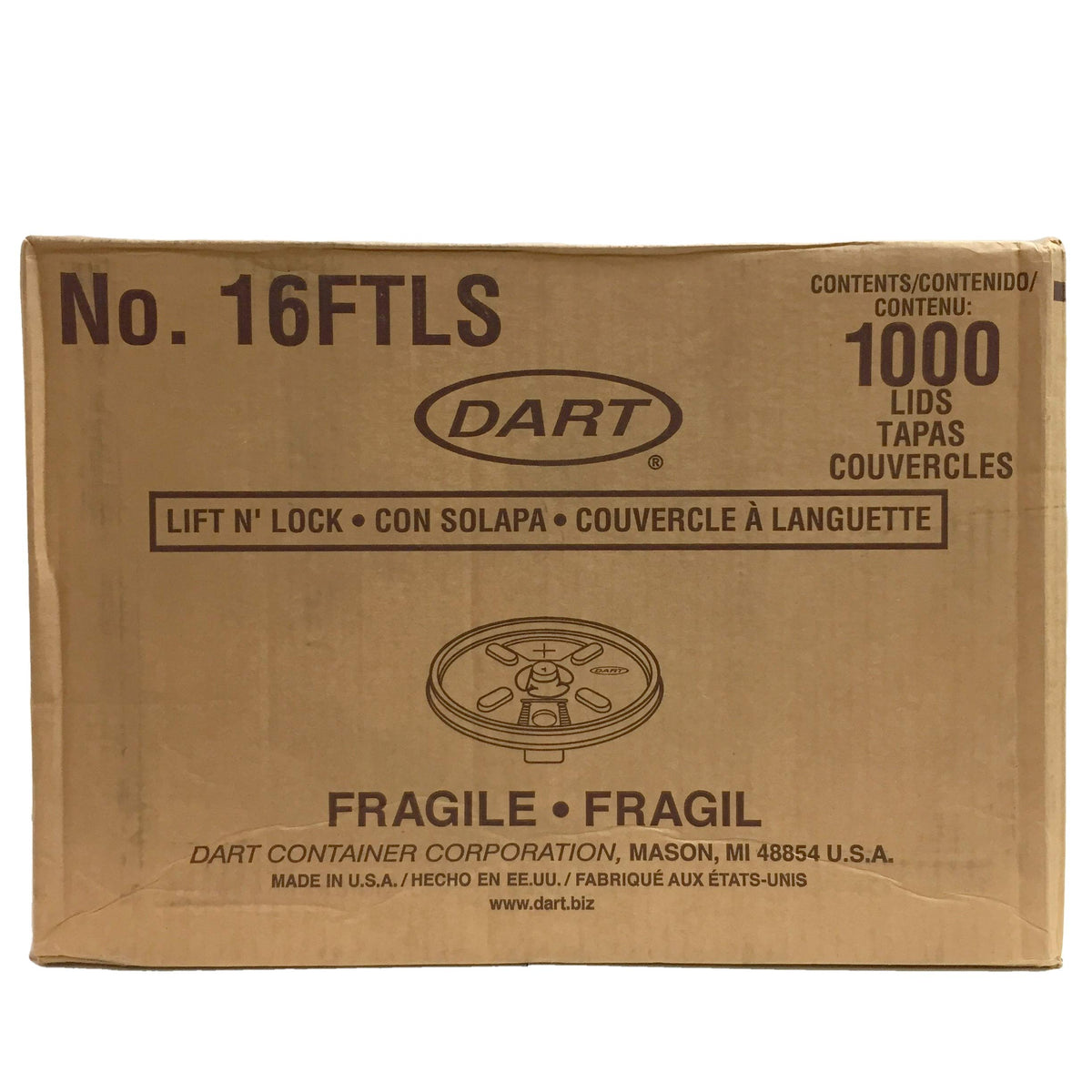 Translucent Lift N' Lock Straw Slotted Lid by DART – 16 oz., 16.0 ounces, Plastic, Translucent, Pack of 1000