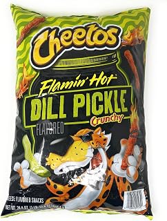 Cheetos Flamin' Hot Dill Pickle Crunchy Cheese Flavored Snacks Chips 28.8oz - 1 JUMBO bag
