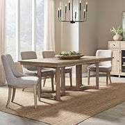 Liberty Furniture Proximity Place Opt 5 Piece Double Pedestal Table Dining Room Set Transitional - 4 Upholstered Chairs, 18" Table Leaf - Barley Buff Birch Wood