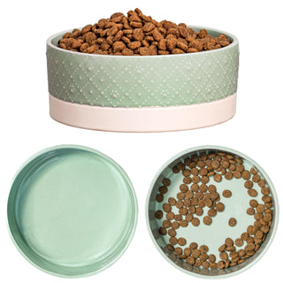 Clermont Paw Embossed Pet Dish by 10 Strawberry Street – Large, 26.0 fluid_ounces, Stoneware, Green, Pack of 2