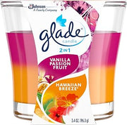 Glade 2-in-1 Candle Air Freshener, Hawaiian Breeze and Vanilla Passion Fruit, 3.4 Ounce