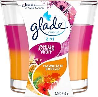 Glade 2-in-1 Candle Air Freshener, Hawaiian Breeze and Vanilla Passion Fruit, 3.4 Ounce