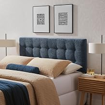 Modway Lily King Size Headboard with Biscuit Tufting in Navy - Fabric Upholstery with Padded Design and 5 Height-Adjustable Mounts