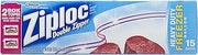 Ziploc Bag Freeezer Gallon, 15-Count Boxes (Pack of 12)