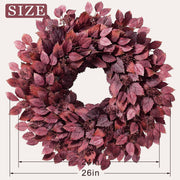 Foteewl Artificial Hibiscus Wreath, 26 Inch Diameter, Autumn Red