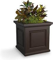 Mayne Nantucket 20in Self-Watering Square Planter, Espresso | Self-watering, All season, Fade resistant, Double-wall design, 15-year warranty