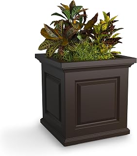 Mayne Nantucket 20in Self-Watering Square Planter, Espresso | Self-watering, All season, Fade resistant, Double-wall design, 15-year warranty