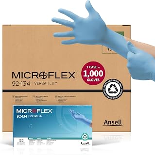 Ansell Microflex 92-134 Disposable Nitrile Gloves for Cleaning w/Textured Fingertips