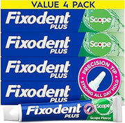 Fixodent Plus Scope Denture Adhesive Cream, Scope Mint, 2.0 oz (4-Pack) – Strong False Teeth Glue